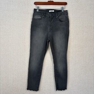 Good American Jeans Womens 6/28 Grayish Black Good Legs Raw Hem Stretch Crop